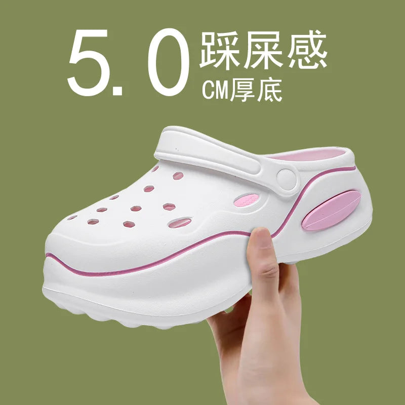 Summer Women Slippers 5cm Platform Clogs Outdoor Pantshoes Beach Sandals Massage Indoor Home Slides Flip Flops Bathroom Shoes