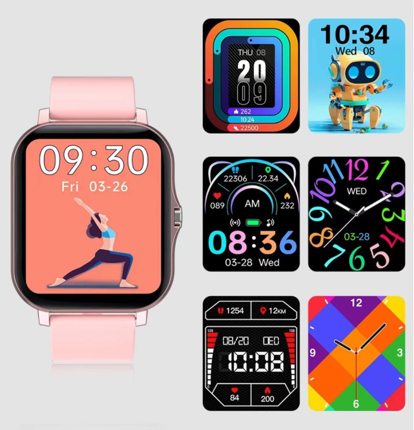 Smart Fitness Tracker Watch for Android/iOS - IP68 Waterproof, Heart Rate and Blood Oxygen Monitoring, Sleep Tracking, 8 Sports Modes, Breath Training, Weather Updates - 1.69-Inch Display for Men and Women (Black)