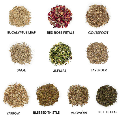 Holy Santo Organic Dried Herbs for Witchcraft - 10 Essential Herbs with Crystal Spoon in Beginner Kit - Ideal for Wiccan Supplies and Gifts