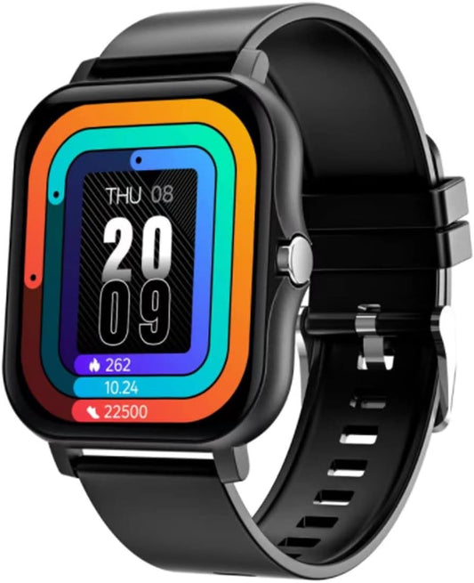 Smart Fitness Tracker Watch for Android/iOS - IP68 Waterproof, Heart Rate and Blood Oxygen Monitoring, Sleep Tracking, 8 Sports Modes, Breath Training, Weather Updates - 1.69-Inch Display for Men and Women (Black)