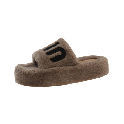 Slippers Women Summer Rubber Flip Flops Med Platform Room Shoes Slides Fashion Fur Sliders Flock Pantofle Hawaiian Massage Luxur