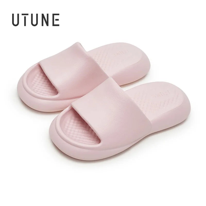 UTUNE Massage Women Slippers Mute Air Cushion Thick Sole Indoor Bath EVA Shoes Soft Slides Non-slip Men Summer Outdoor Sandals