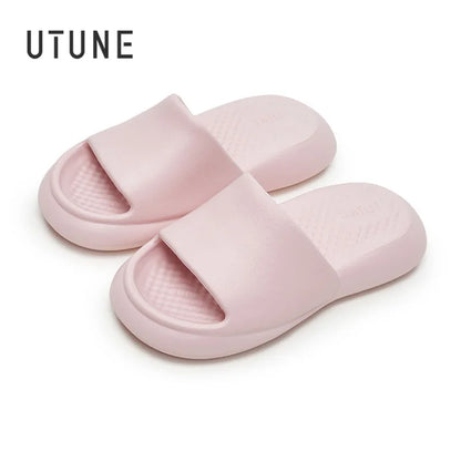 UTUNE Massage Women Slippers Mute Air Cushion Thick Sole Indoor Bath EVA Shoes Soft Slides Non-slip Men Summer Outdoor Sandals