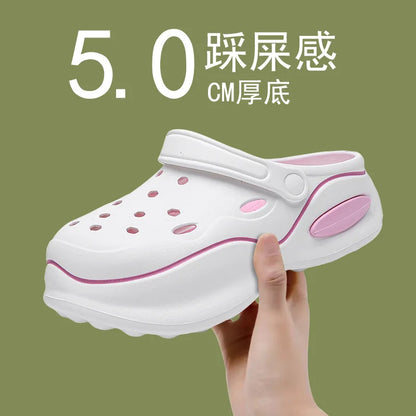 Summer Women Slippers 5cm Platform Clogs Outdoor Pantshoes Beach Sandals Massage Indoor Home Slides Flip Flops Bathroom Shoes
