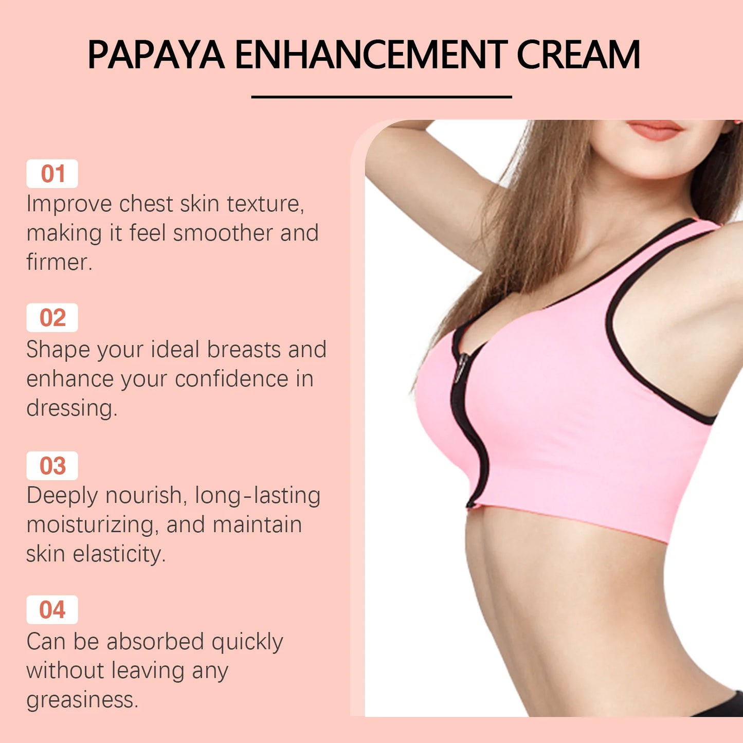 Papaya Firming Enhancement Cream, Gently Nourishes and Lifts the Skin, Tightens and Massages the Chest Care