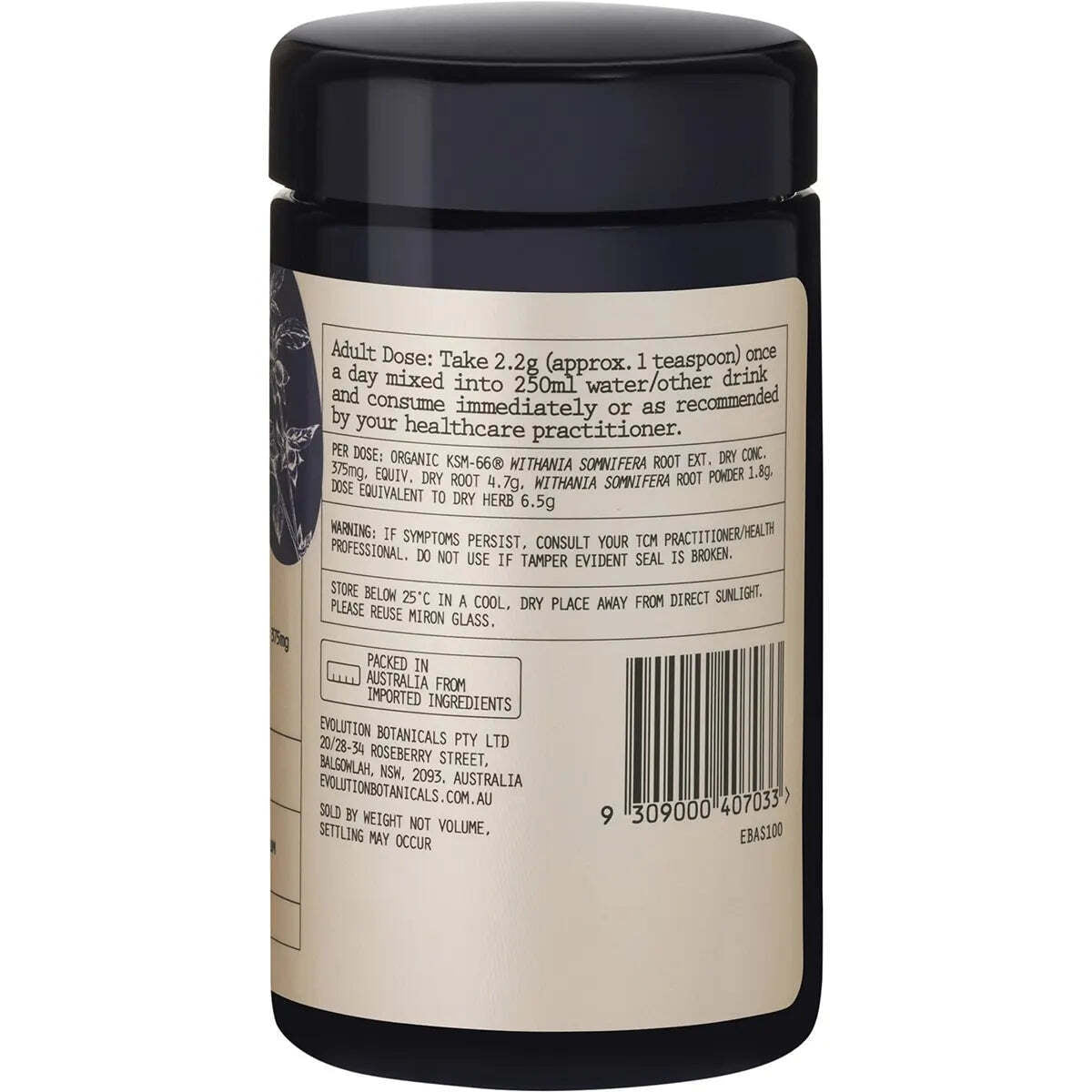EVOLUTION BOTANICALS Ashwagandha Tonic Herbs 100G