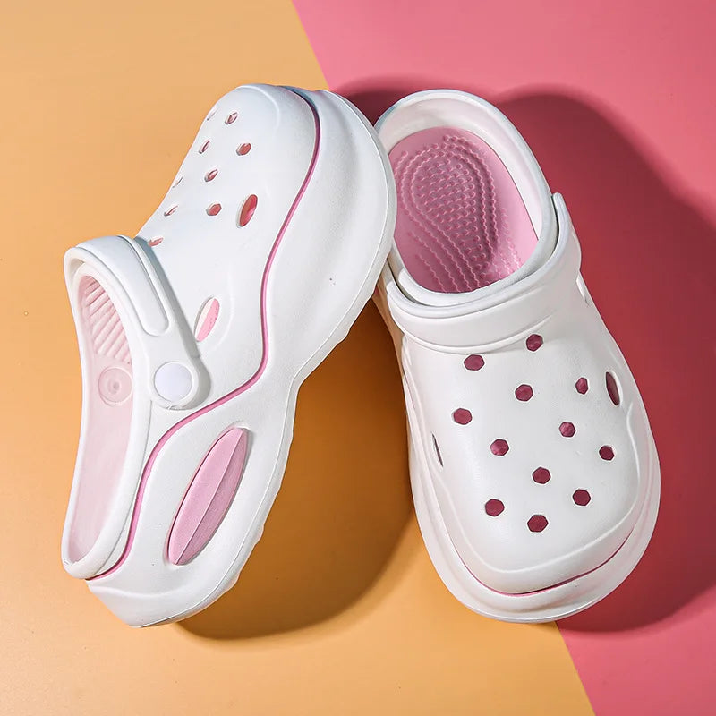 Summer Women Slippers 5cm Platform Clogs Outdoor Pantshoes Beach Sandals Massage Indoor Home Slides Flip Flops Bathroom Shoes
