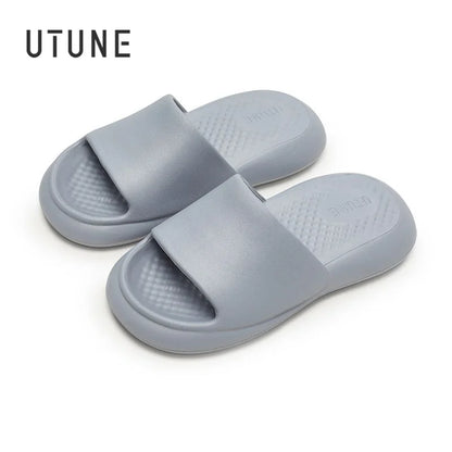 UTUNE Massage Women Slippers Mute Air Cushion Thick Sole Indoor Bath EVA Shoes Soft Slides Non-slip Men Summer Outdoor Sandals
