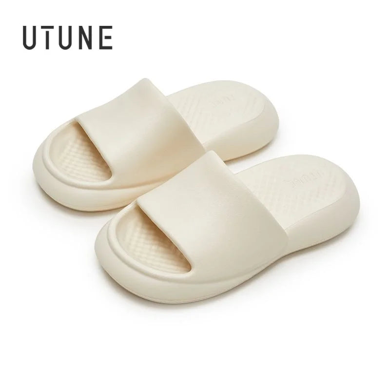 UTUNE Massage Women Slippers Mute Air Cushion Thick Sole Indoor Bath EVA Shoes Soft Slides Non-slip Men Summer Outdoor Sandals