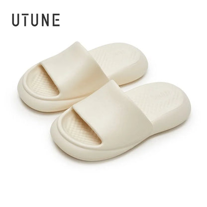 UTUNE Massage Women Slippers Mute Air Cushion Thick Sole Indoor Bath EVA Shoes Soft Slides Non-slip Men Summer Outdoor Sandals