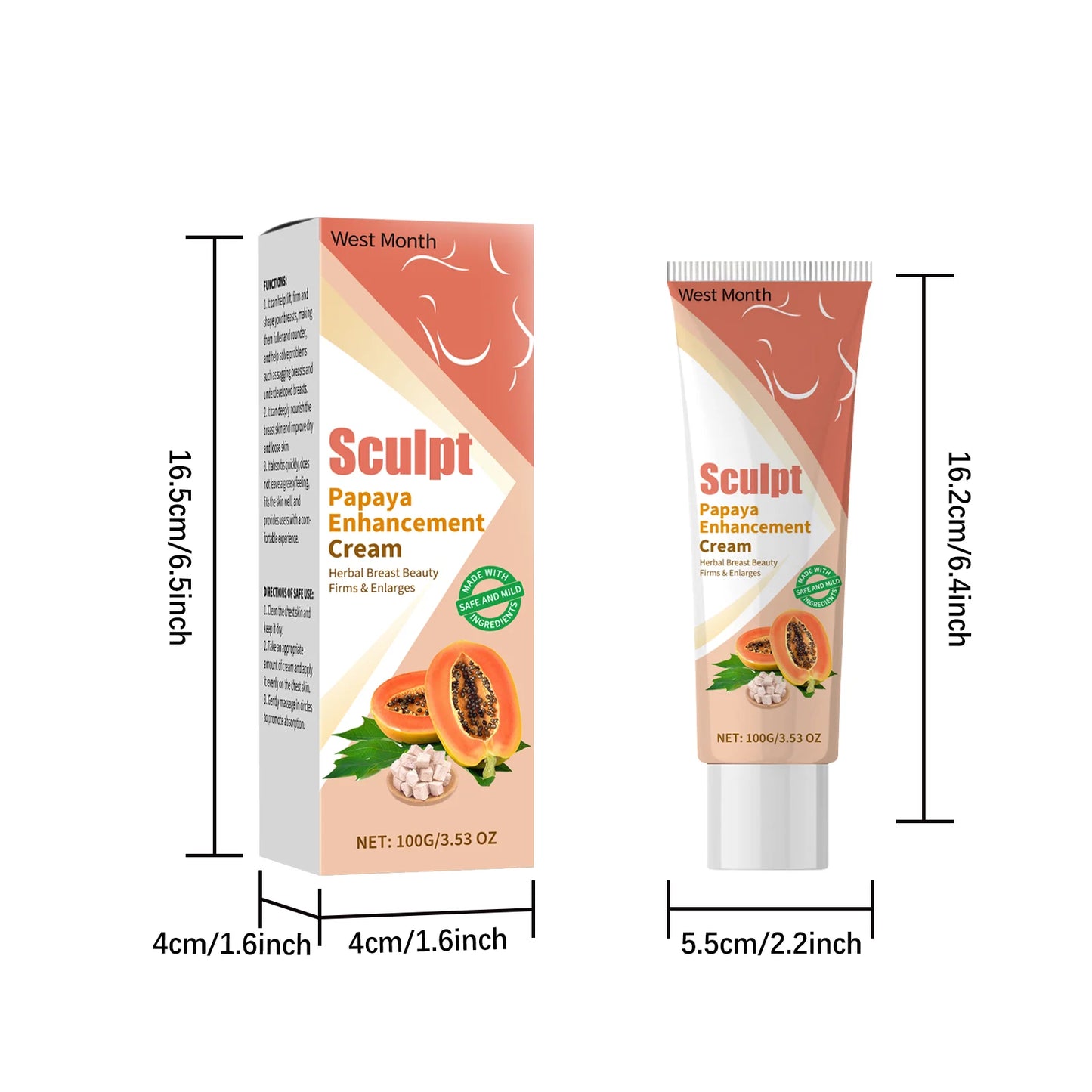 Papaya Firming Enhancement Cream, Gently Nourishes and Lifts the Skin, Tightens and Massages the Chest Care