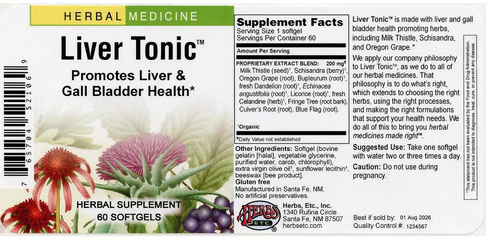 Herbs Etc Liver Tonic, 60 Ct.