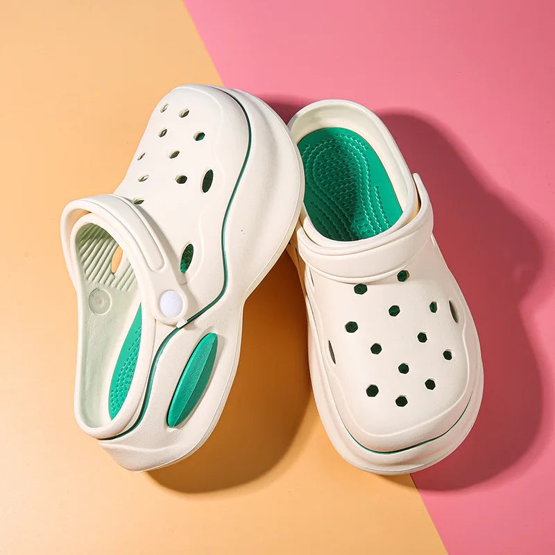 Summer Women Slippers 5cm Platform Clogs Outdoor Pantshoes Beach Sandals Massage Indoor Home Slides Flip Flops Bathroom Shoes