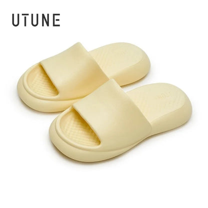 UTUNE Massage Women Slippers Mute Air Cushion Thick Sole Indoor Bath EVA Shoes Soft Slides Non-slip Men Summer Outdoor Sandals