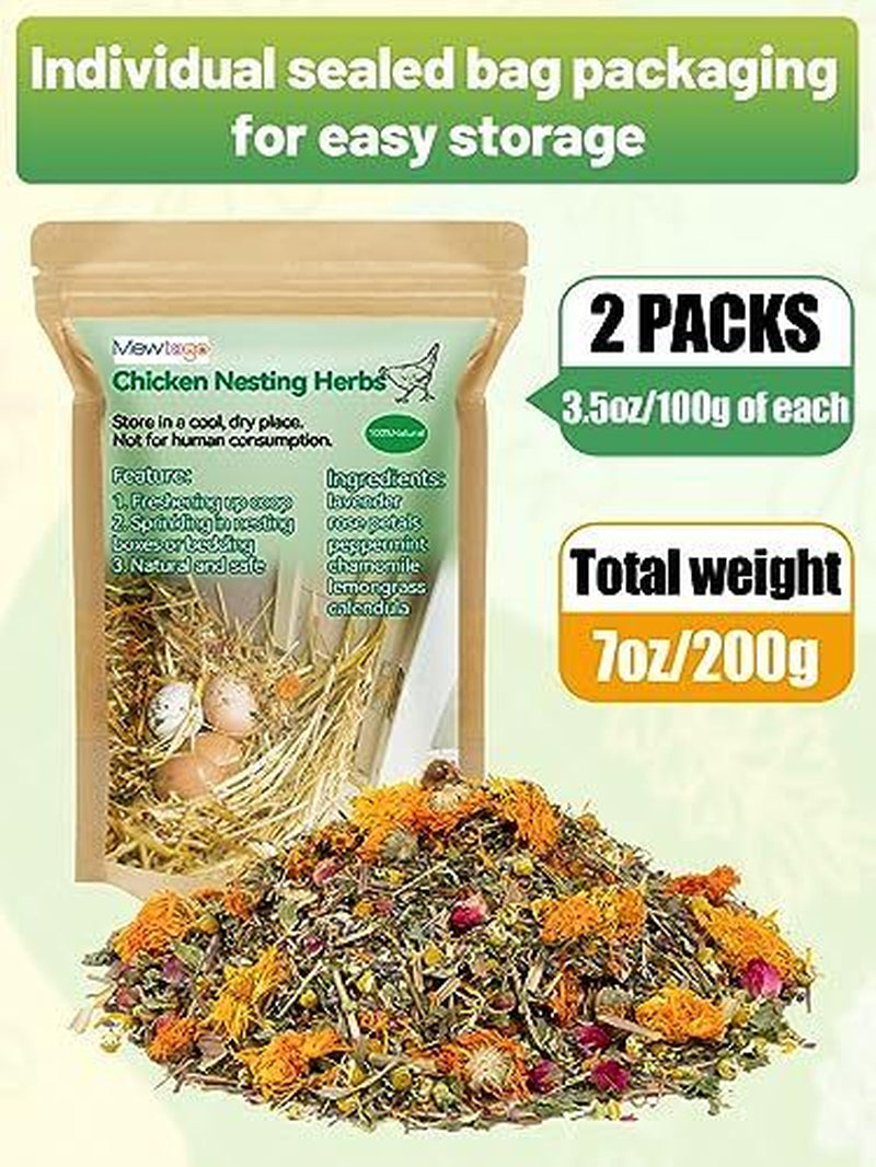 Chicken Nesting Herbs - 7 Oz Natural Nesting Box Herbs in 6 Dried Flower & He...