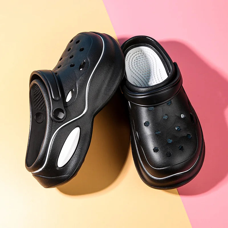 Summer Women Slippers 5cm Platform Clogs Outdoor Pantshoes Beach Sandals Massage Indoor Home Slides Flip Flops Bathroom Shoes