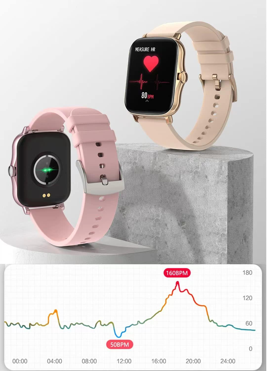Smart Fitness Tracker Watch for Android/iOS - IP68 Waterproof, Heart Rate and Blood Oxygen Monitoring, Sleep Tracking, 8 Sports Modes, Breath Training, Weather Updates - 1.69-Inch Display for Men and Women (Black)