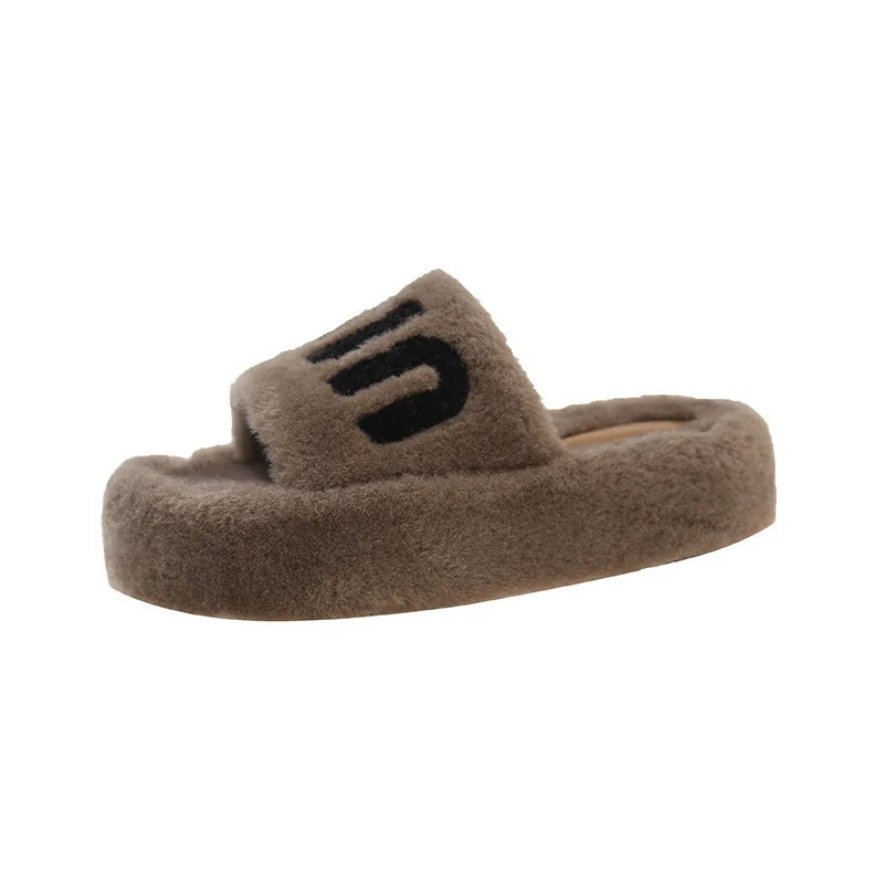 Slippers Women Summer Rubber Flip Flops Med Platform Room Shoes Slides Fashion Fur Sliders Flock Pantofle Hawaiian Massage Luxur